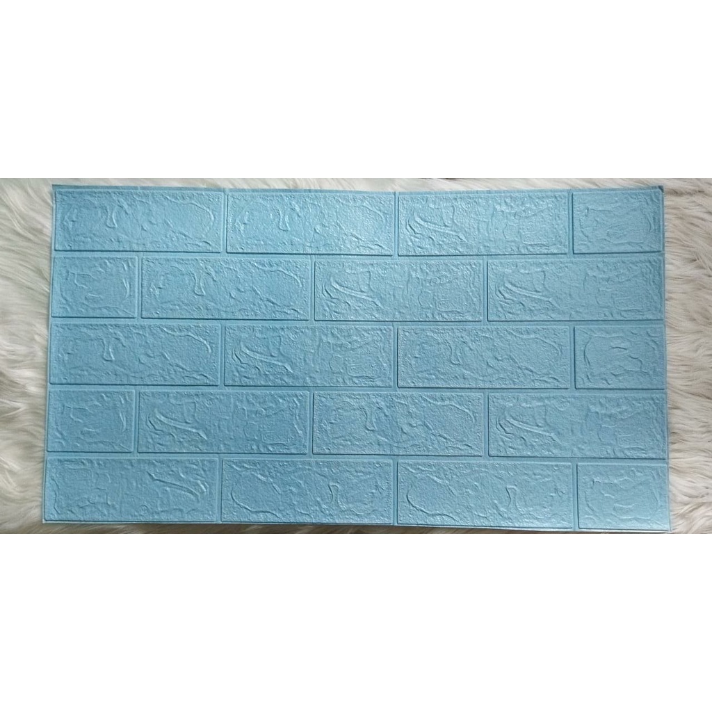 Wallpaper Dinding Foam 3D Kecil Motif Batu Bata / Wallpaper Dinding Foam DD509 [1KG=26PCS]-SKYBLUE