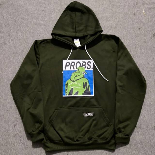 SWEATER HOODIE DISTRO HOODIE PROBLEM CLUB HOODIE HIJAU ARMY KATU PLEACE