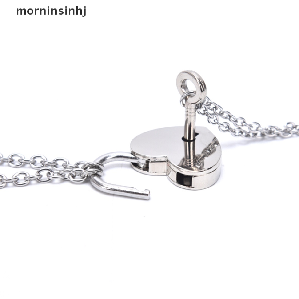 Mor Kalung Rantai Liontin Gembok Hatikunci Bahan Titanium Steel Gaya Punk Untuk Wanita