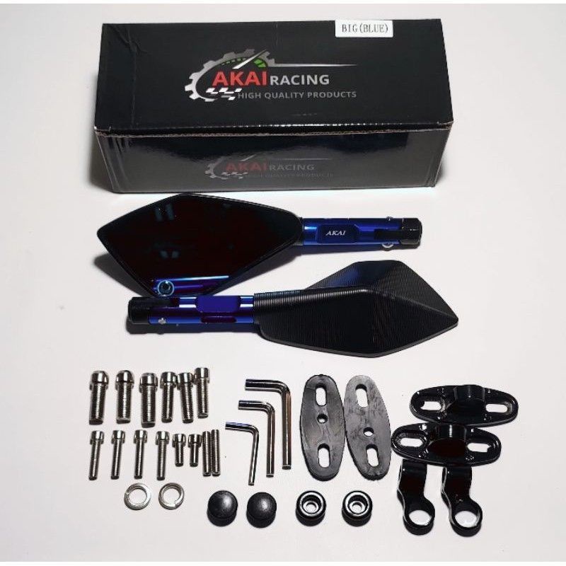 Spion TOMOK Full CNC Premium Tomok V2  Tomok V5 Universal Buat Semua Motor Bisa-Biru kaca biru