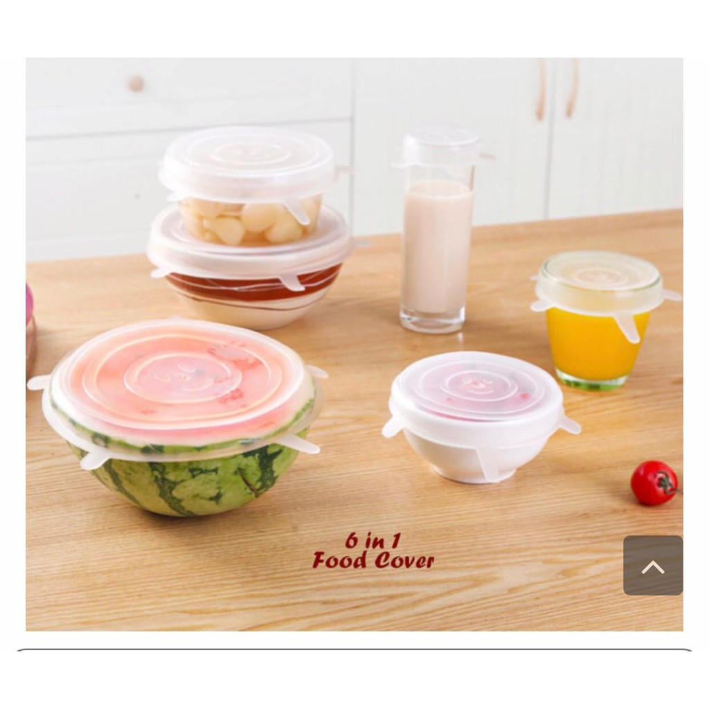 6in1 Silicone Food Cover Stertch Bowl Lid Silikon Penutup Makan