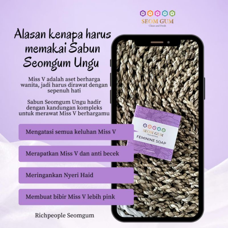 SABUN SEOM GUM FEMININE SOAP / SABUN SEOM GUM GLOWING SOAP