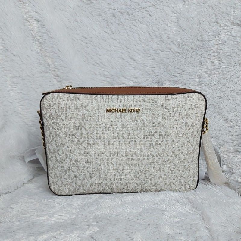 tas wanita mk jet set large crossbody vanilla