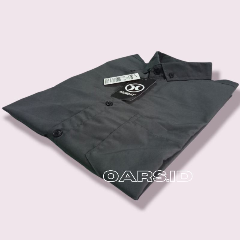 Oars.ID kemeja abu tua darkgrey polos lengan panjang dan lengan pendek pria - kemeja pria abu tua jumbo casual