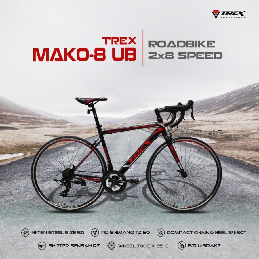 Sepeda Balap Roadbike 700C Trex MAKO-8 UB 16Sp