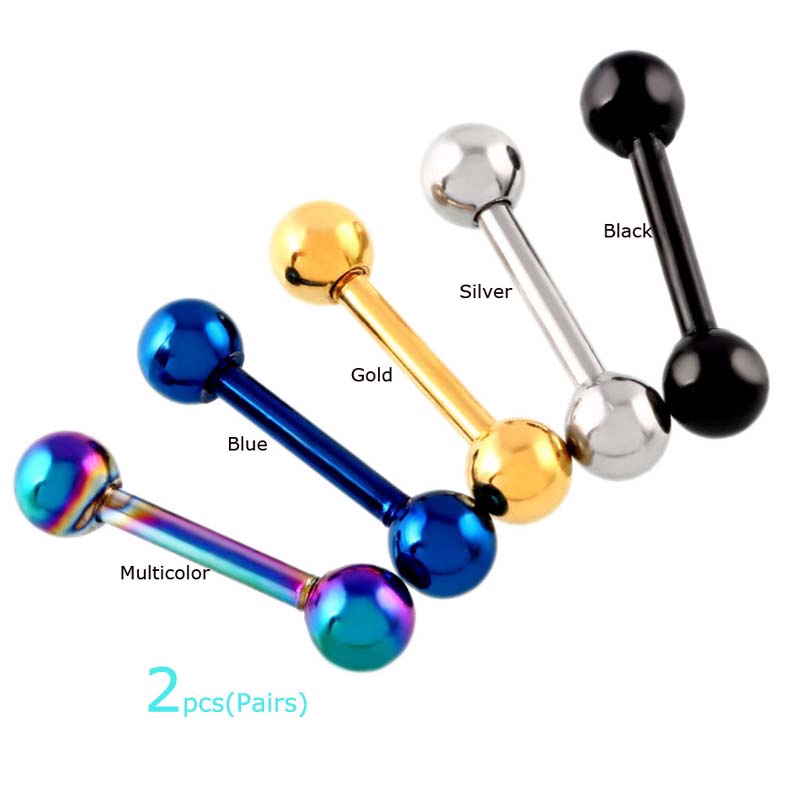 2pcs Stainless Steel Barbell Earrings Tragus Pinna Helix Piercing 16G