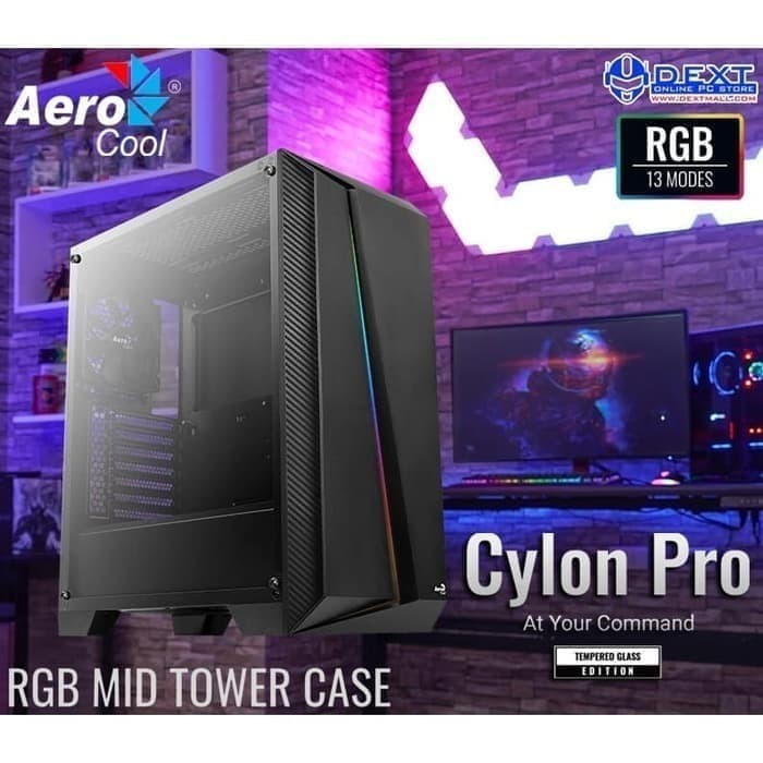 AeroCool CYLON PRO BLACK OR WHITE - RGB MID TOWER GAMING CASE