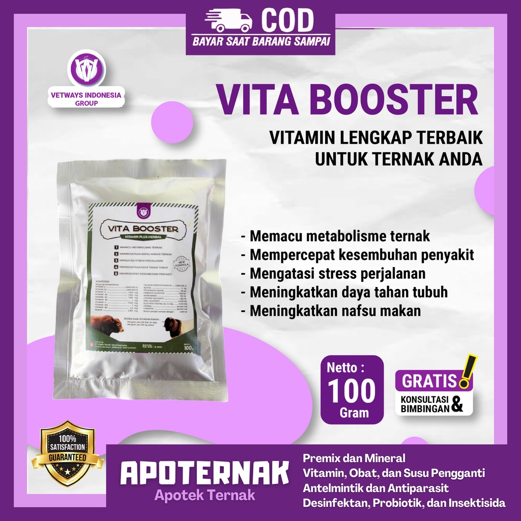 VETWAYS PREMIX 25 KG | Vitamin Mineral &amp; Herbal Penggemuk Untuk Ternak Sapi Kambing Kerbau Kuda | Apoternak