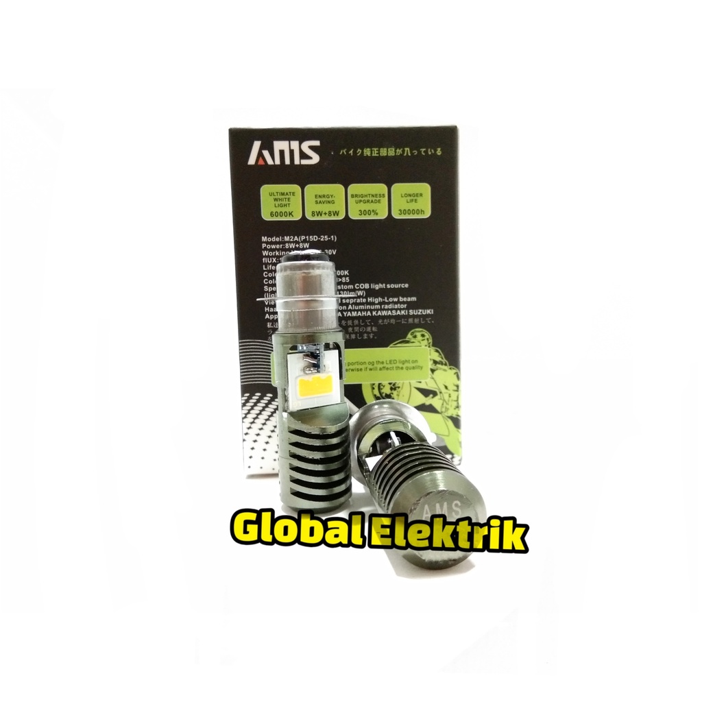 Lampu Utama Led H6 2 Sisi Cahaya Kuning AMS Jauh-Dekat AC DC Lampu Depan Motor Led H6