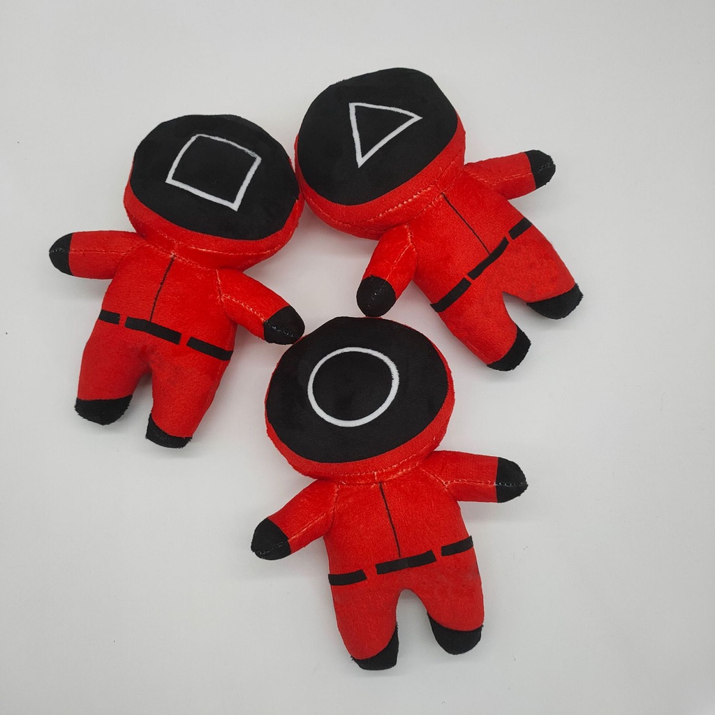 【Ready Stock】40cm Squid Game Red Guard Staff Worker Watcher Triangle Circle Plush Toys