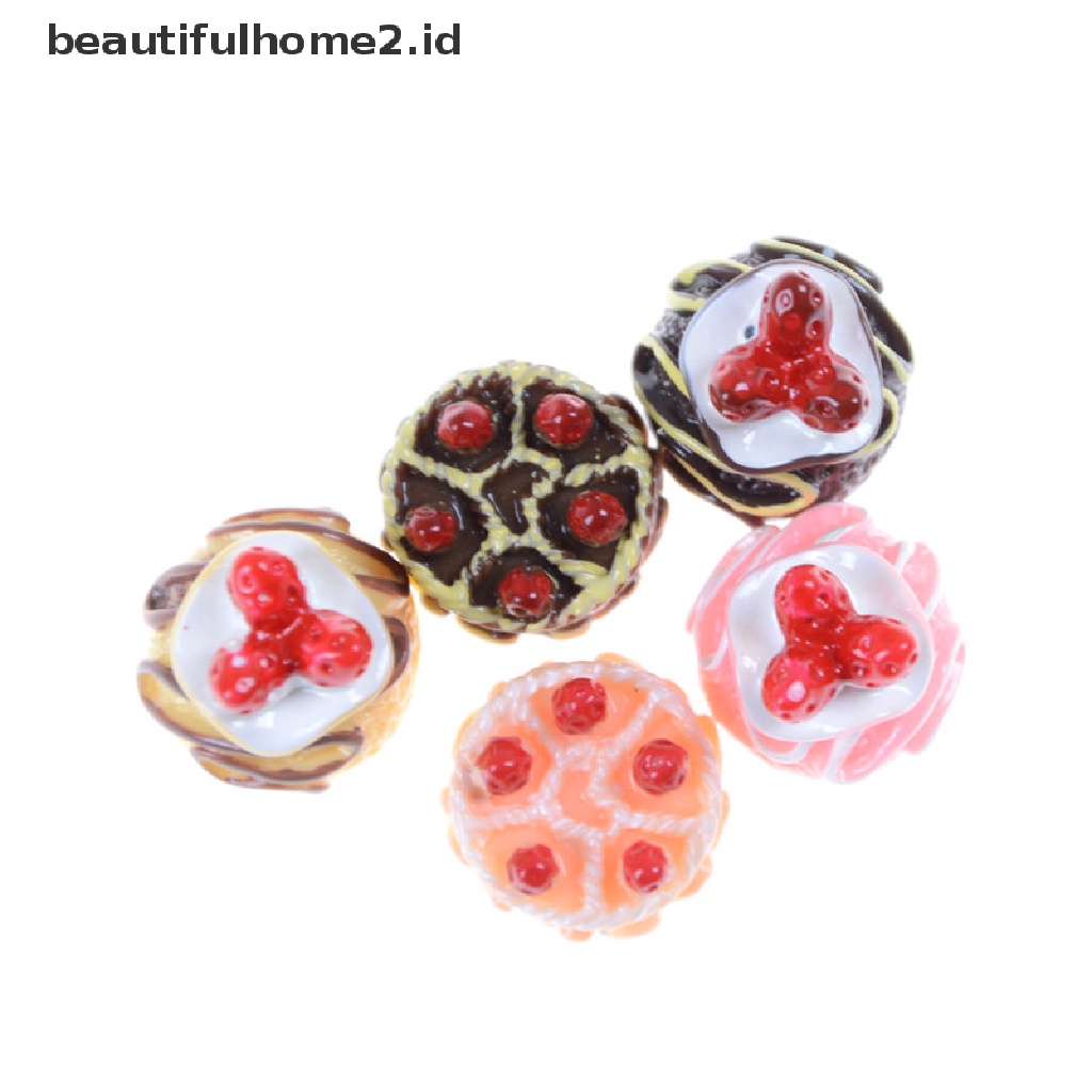 (Beautifulhome2.Id) 5pcs Miniatur Kue Dessert 3d Bahan Resin Untuk Aksesoris Rumah Boneka