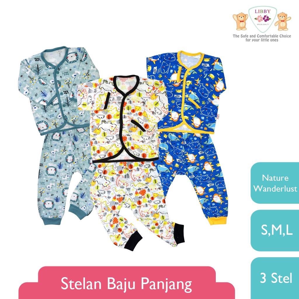 Libby Baju Setelan Bayi Ukuran M, L - Libby Setelan Panjang Kancing Depan