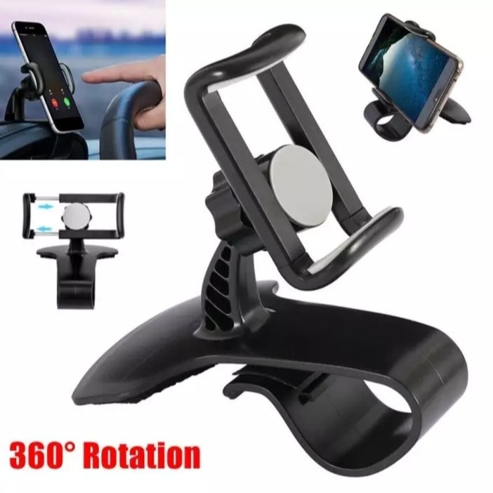 [COD] Car Phone Holder Hp Mobil Dashboard Spion Sunvisor Free Rotate 3in1 Universal Jepit 360