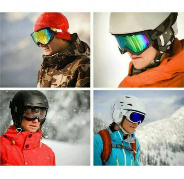 Kacamata Goggle Ski Tactical Sepeda Motor Pelindung Mata Lensa Wide UV  - pelangi