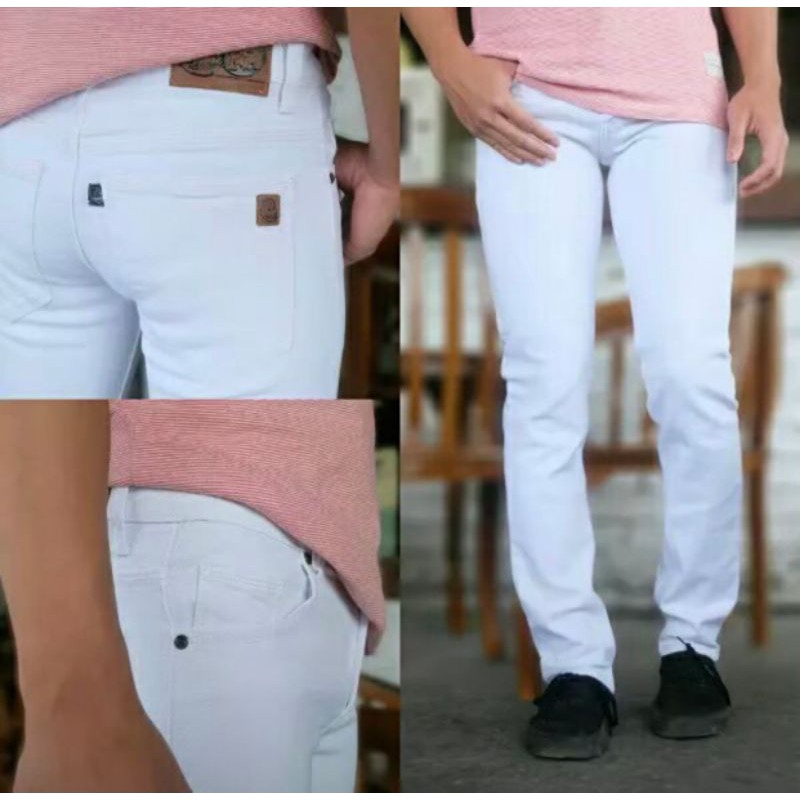 BOOT LOOP Celana Jeans Putih Slimfit - Celana Jeans Pensil Putih & Hitam Size S-M-L-XL