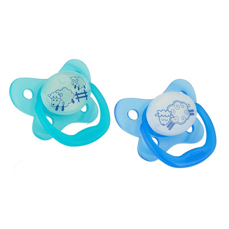 Dr. Brown's 2pk Glow In The Dark Boy Sheep Pacifier 0-6m