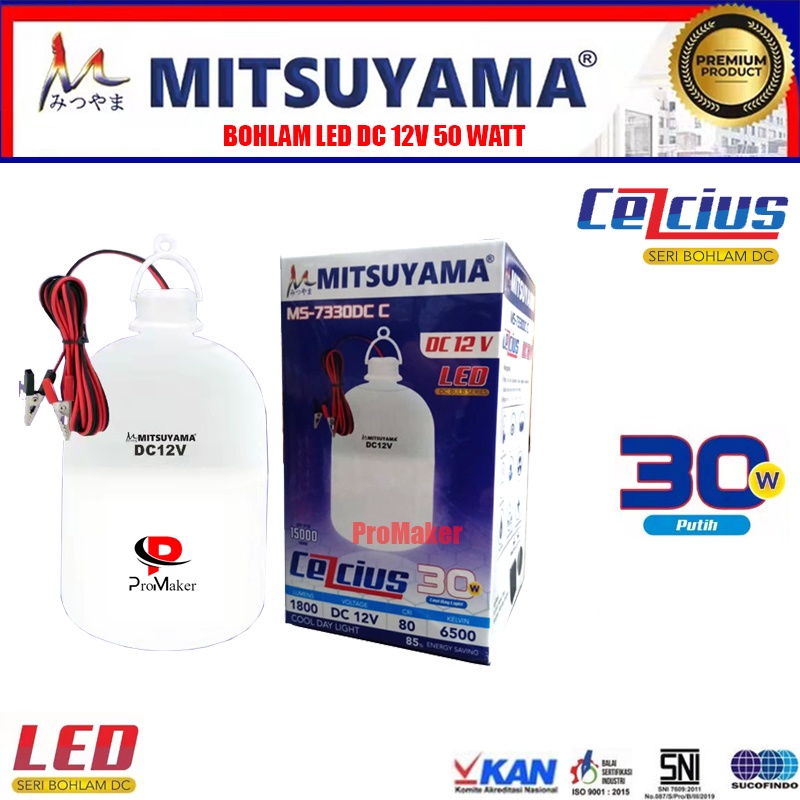 Bohlam Aki DC 12V LED 30 Watt Lampu Emergency Mitsuyama Celcius MS-7330DC Original