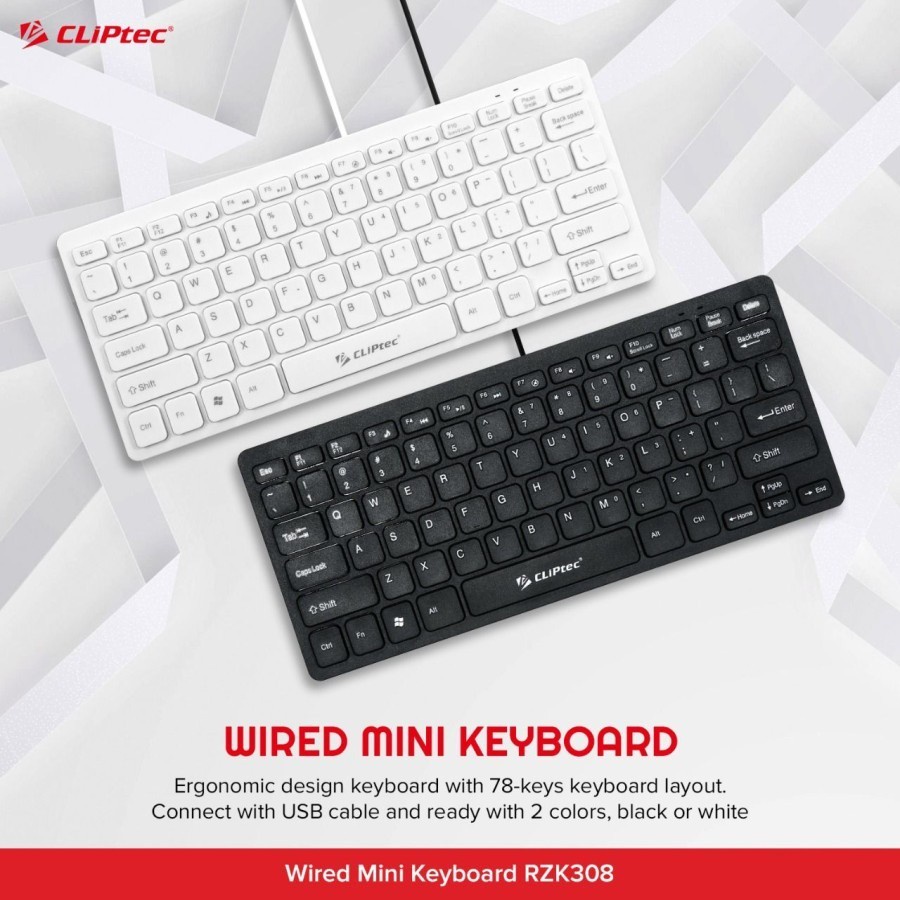 Keyboard Mini Multimedia Wired CLIPtec RZK308 SUPER SLIM