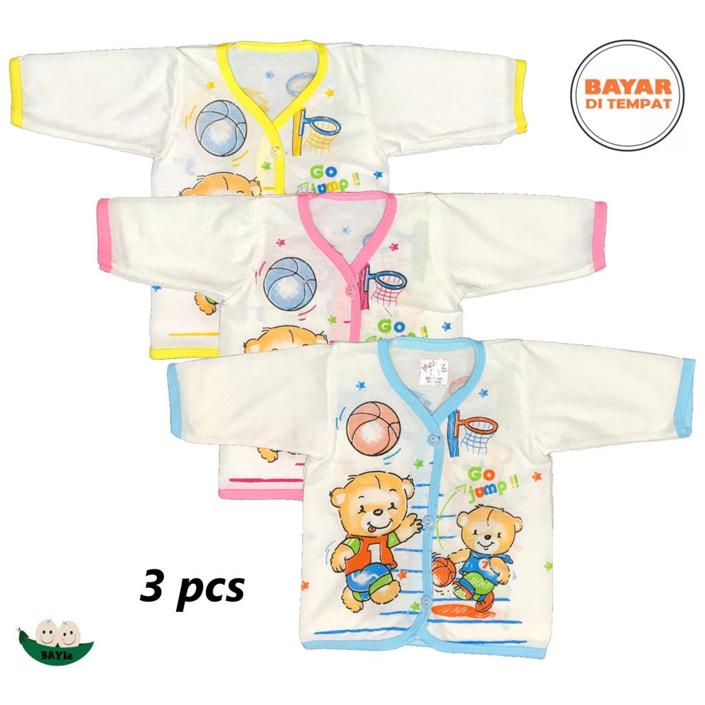 BAYIe - 3 Pcs Baju Bayi Panjang MELODY New Born umur 0-3 bulan/baju rumah/anak laki-laki/perempuan