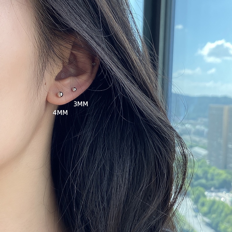 Magic789 Girls Fashion s925 Silver Beads Stud Earrings for Women Chic Ear Jewelry