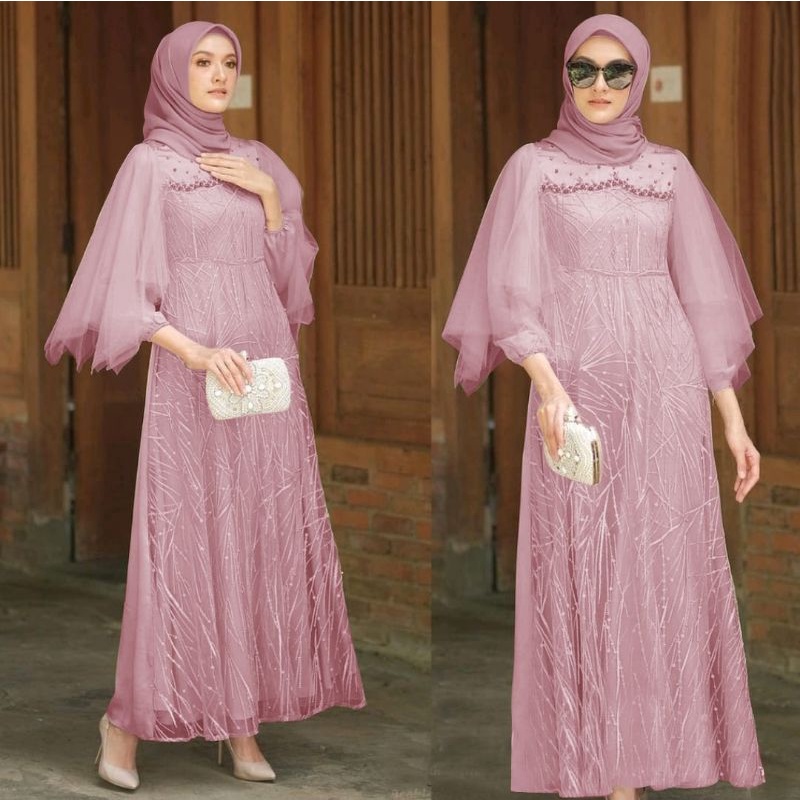 Baju Pesta Gamis Mewah Wanita Remaja Muslimah Pesta Kondangan Nikahan Terbaru 2022 Dress Alea Trand Kekinian Ukuran L