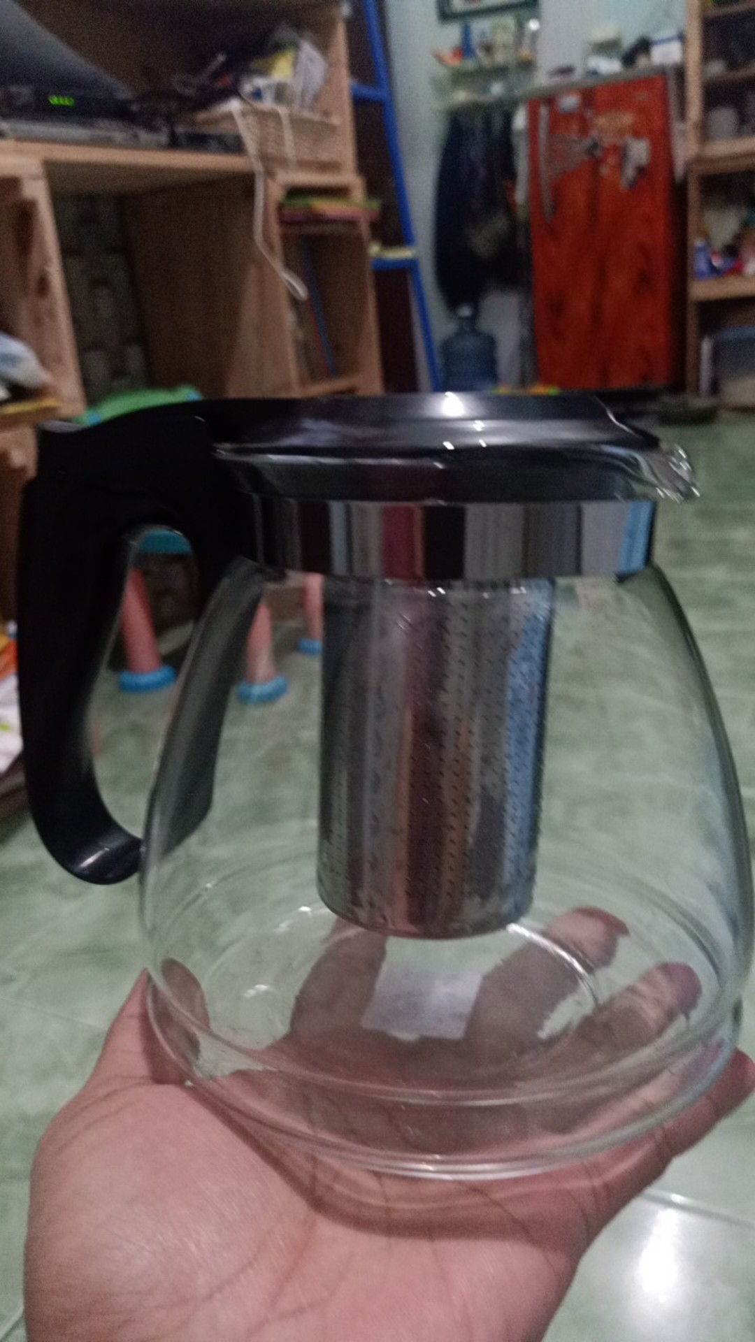 Teko Teh Kopi Kaca Saringan Stainless Tea Pot Glass With Stainless Strainer 900ml 1500ml 1.5l