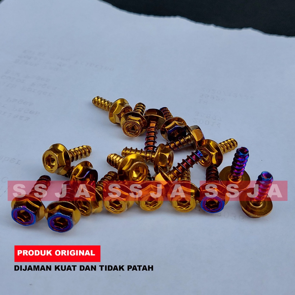 Paket| 10 PCS Baut Klip Body Motor Yamaha / Baut Body Cacing + Kleman Body / Mur Baud Bodi Motor / Baud Body Motor Yamaha / Baut VariasI