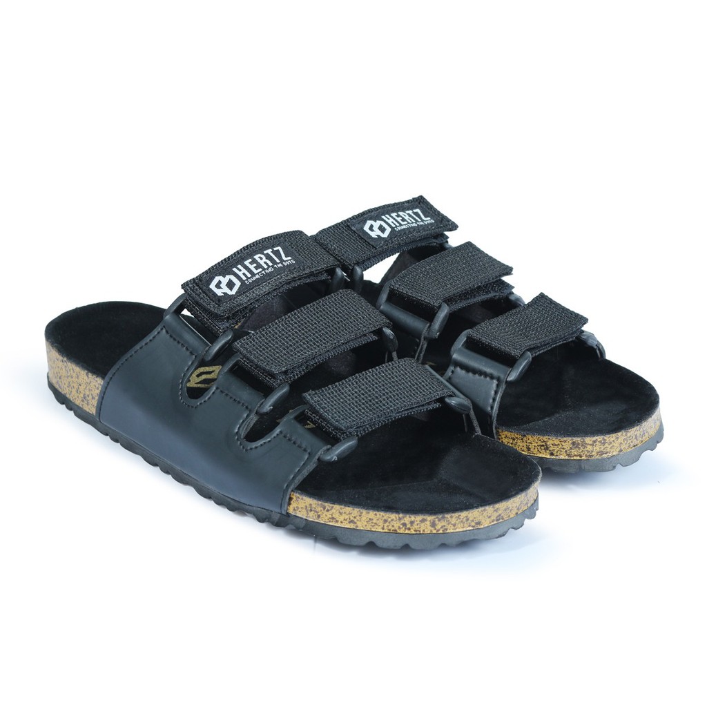 Sandal Pria Casual H 3281 Brand Hertz Sandal Puyuh Selop Harga Murah Berkualitas Warna Hitam