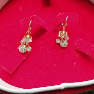 (COD)Anting rumbai anak &amp; remaja warna rose gold Mickey mause perak asli 925/silver lapisan emas kuning..