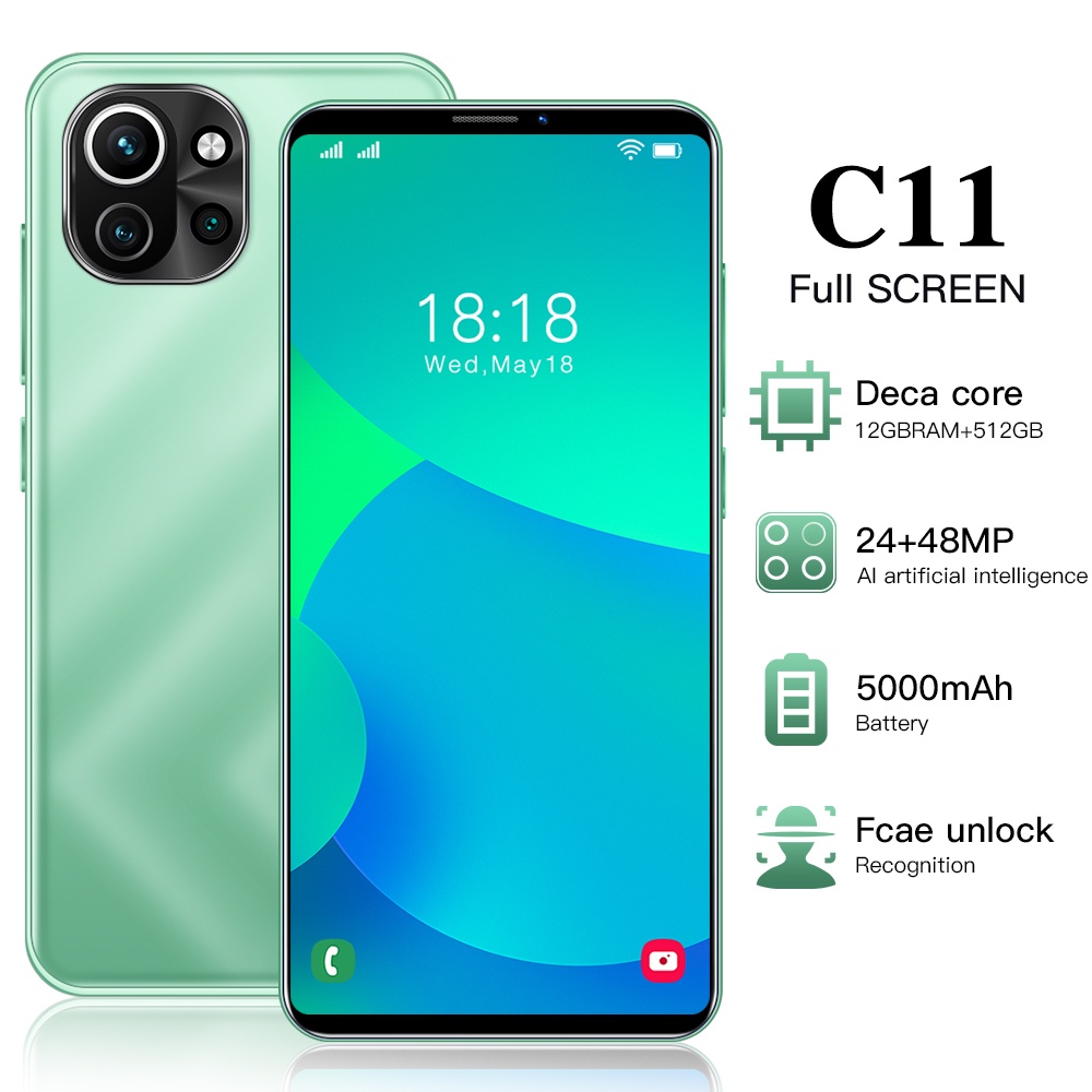 HP Smartphone C11 RAM 12GB+512GB hp murah Handphone Murah Android Ponsel Baru 7.2Inci 4G/5G HD Scree