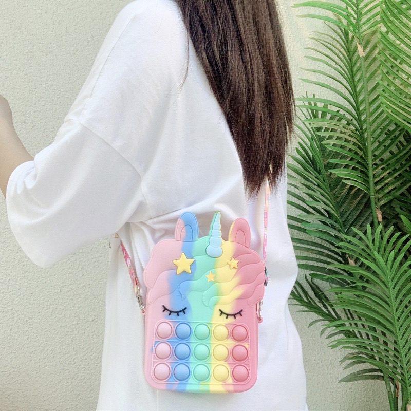 Tas Unicorn Anak Anak Pop it Sling Bag  [INCLUDE TALI SLING] [BIG UNICORN SERIES]