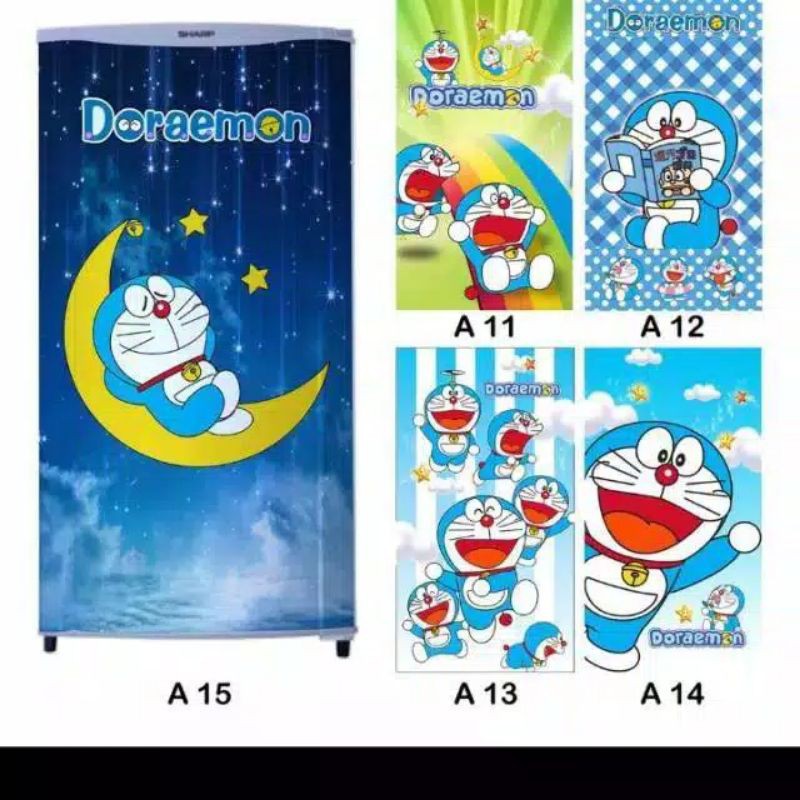 Stiker kulkas 1 pintu motif Doraemon