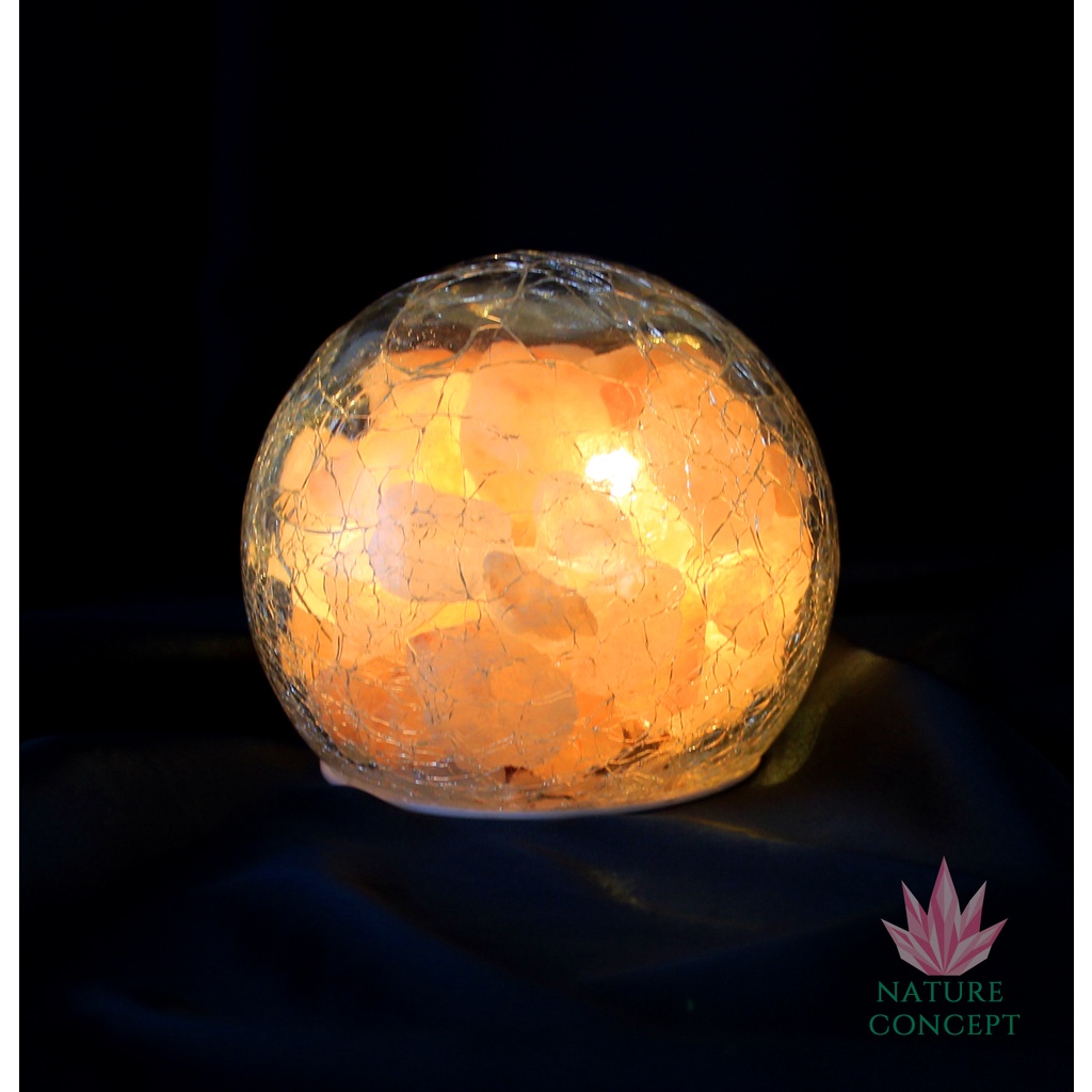 Lampu Kaca Kristal LED Garam Himalaya Glass bowl Crystal Lamp (Batere)