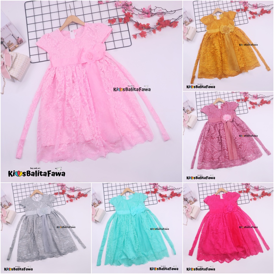 Gaun Pesta Size 5-6 Tahun / Ekspor Quality Premium Brukat Baju Anak Perempuan Dress Polos Natal Dres