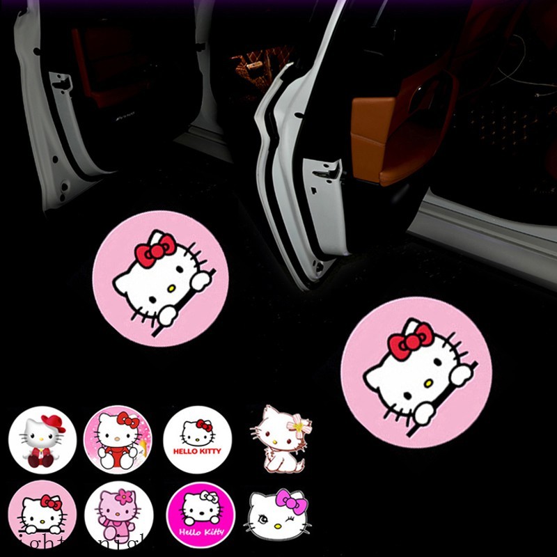 2pcs Lampu Led Welcome Logo Hello Kitty Untuk Pintu Mobil