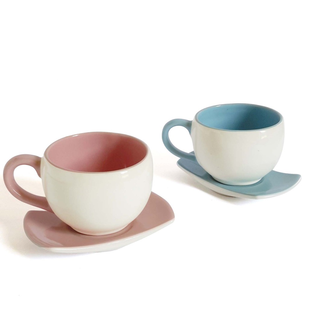 Cangkir Saucer K250 Oren Gelas Kopi Unik Mug Keramik Lucu