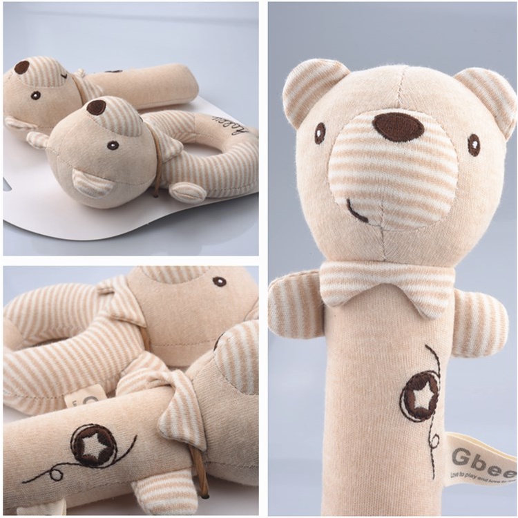 [BIG SALE] Mainan Bayi Organic Cotton Rattle Set (2pcs) ANIMAL RATTLE SET Boneka Stick Donat Kerincingan Plush Toys