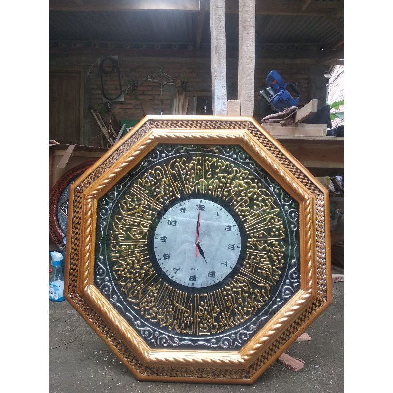 (TERMURAH) Jam Dinding KALIGRAFI Segidelapan BESAR Ayat Kursi Diameter 75cm