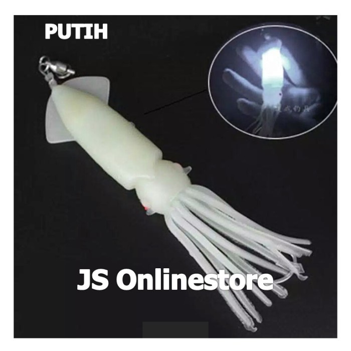 Umpan Pancing - Cumi Lampu LED Kedip-kedip 12 cm - Putih