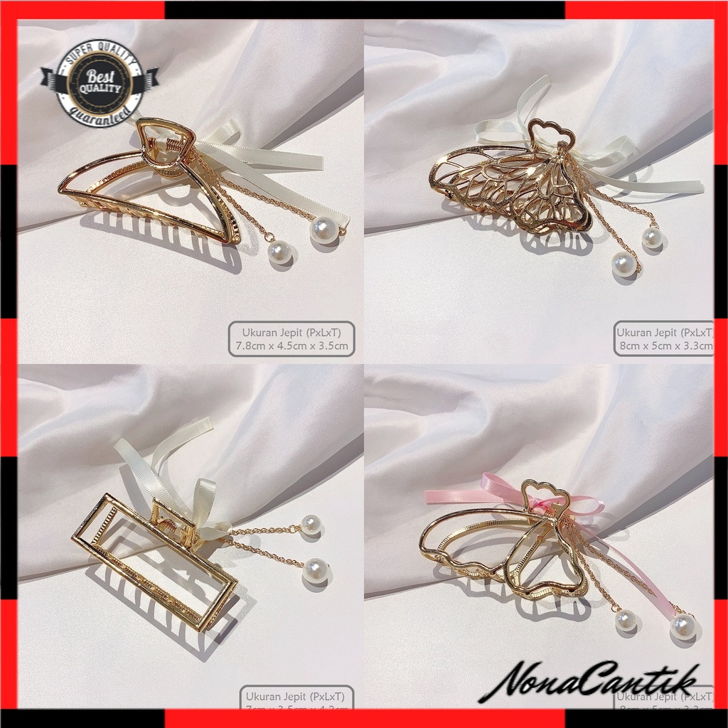 Jepit Rambut Korea Bahan Alloy Jedai Logam Jumbo Jepit Salon Besi Kupu Kupu dengan Pita Butterfly Metal Hair Claw Clips