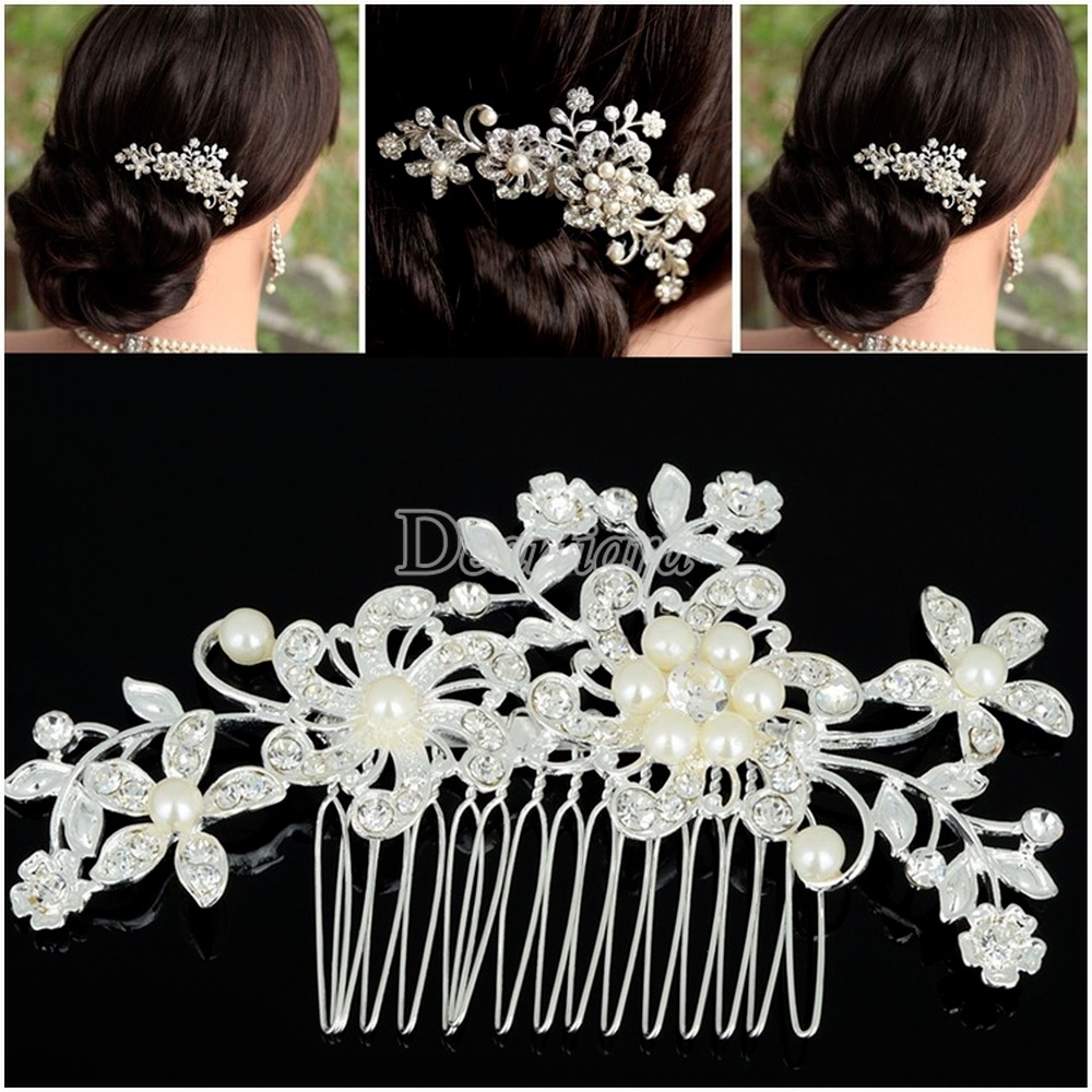 Wedding  Rhinestone Faux Pearl Hair Clip Bridal Hair Comb