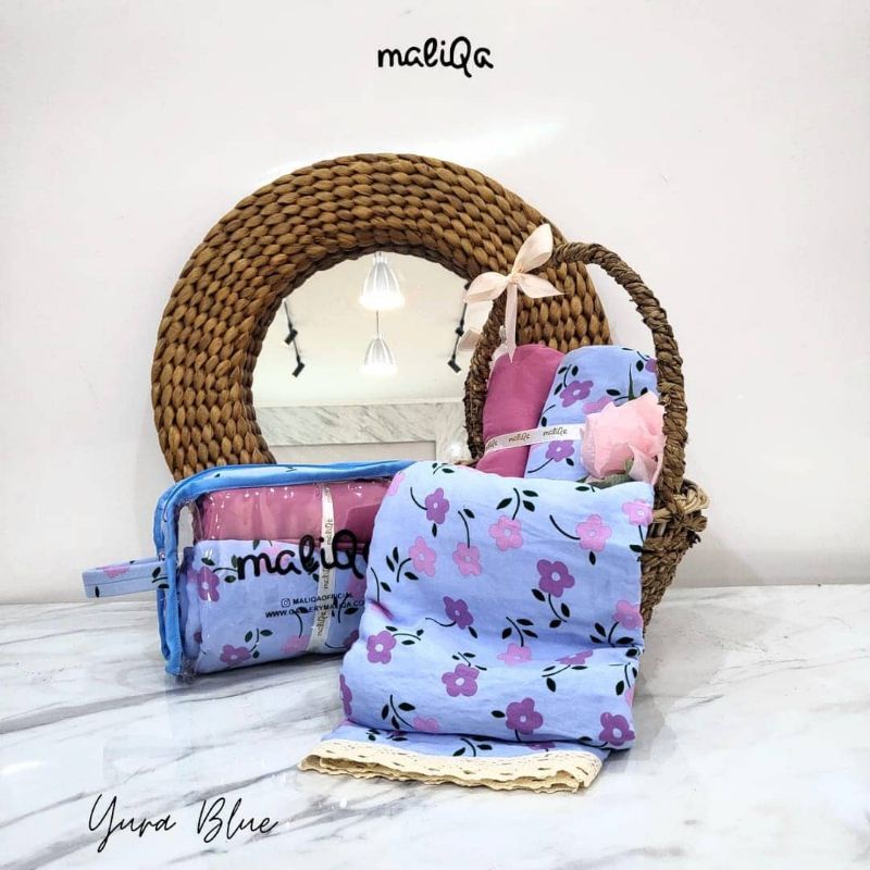 MUKENA DEWASA MALIQA YURA PRAYING SET YURA BLUE KATUN RAYON