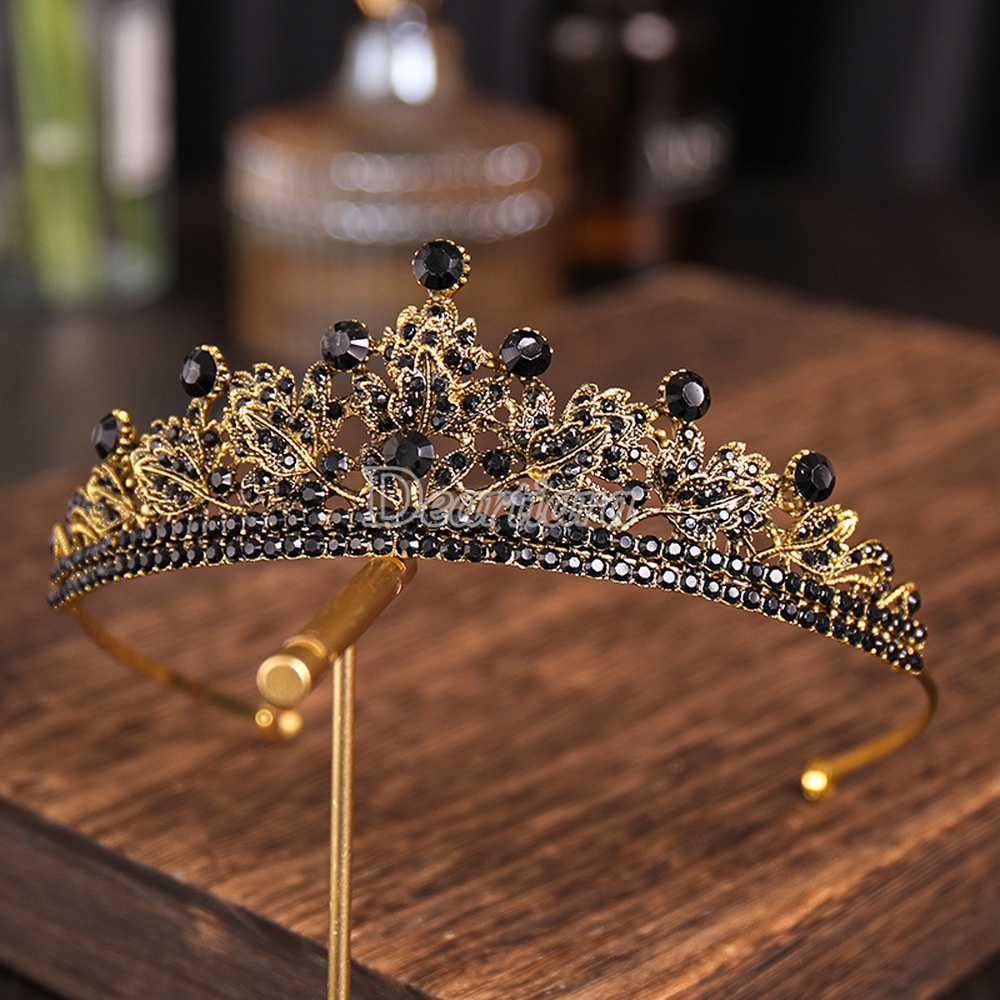 New European and American Bridal Black Baroque Crown Headdress