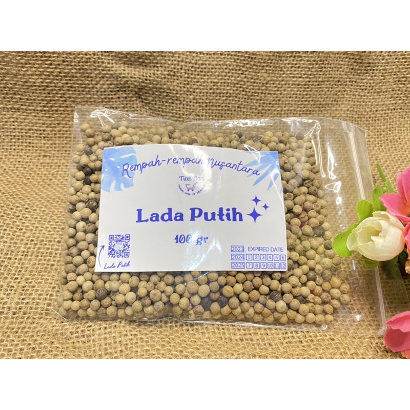 100gr | BIJI LADA PUTIH MERICA UTUH | WHOLE WHITE PEPPER | Herbal alami asli bumbu dapur penyedap masakan rempah nusantara indonesia