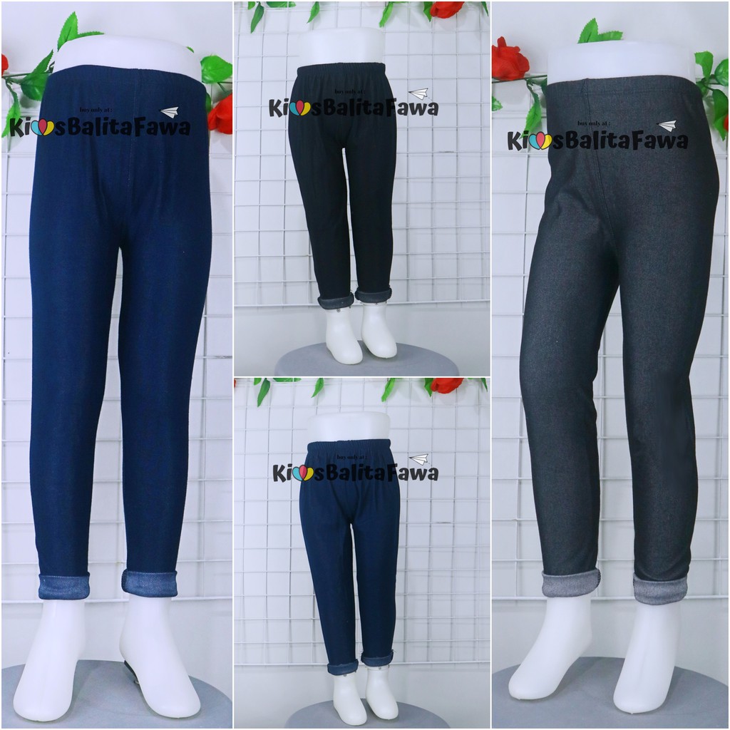 LEGGING Denim Kids Bayi - 7 Tahun / Leging Semi Jeans Celana Panjang Polos Denim Lejing Laging Anak Laki Perempuan