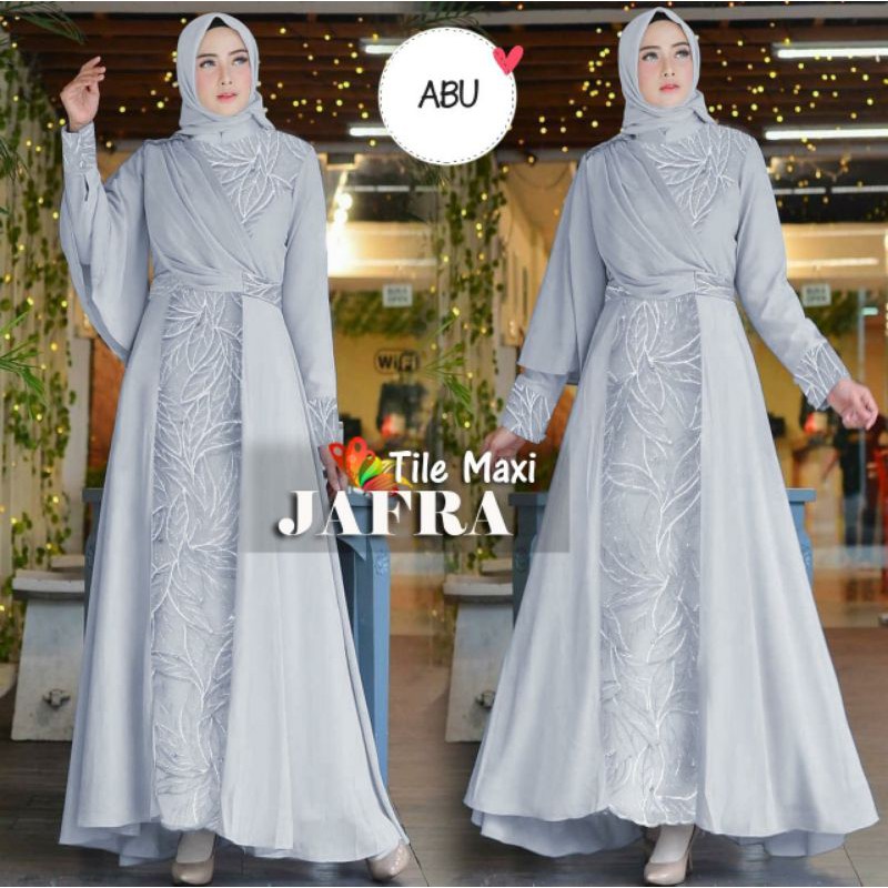 GAMIS PESTA ELEGAN MEWAH GAMIS BRUKAT TERBARU 2021MEWAH JUMBO BRIGITA, BAHAN BROKAT KOMBI MOSCREPE B