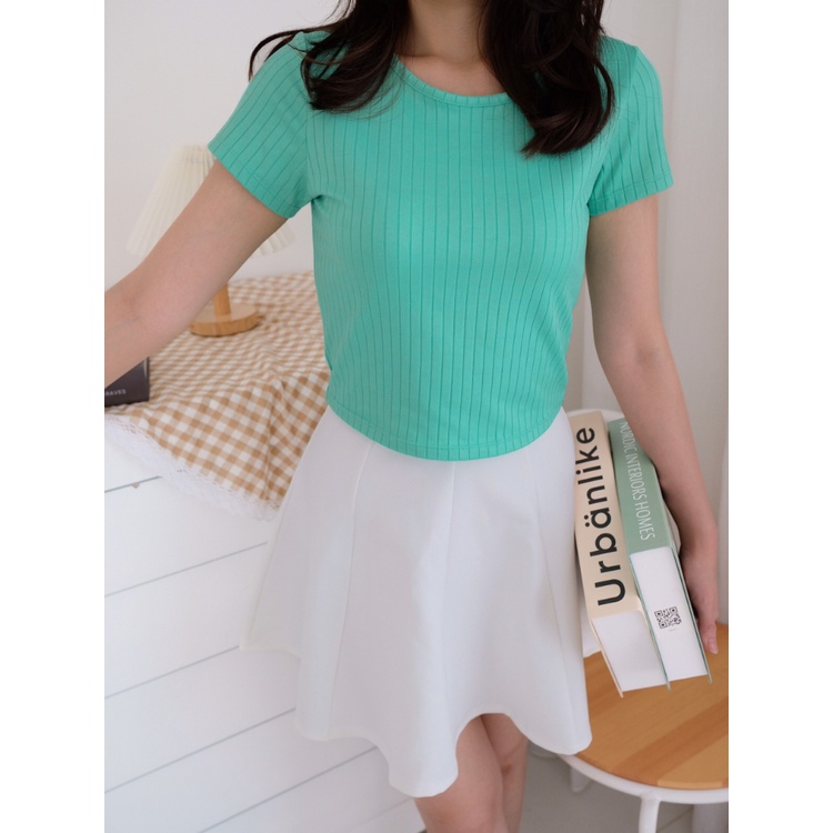 Kadaka T-0418 Crop Tshirt Kaos Wanita Rib Knit Comfy