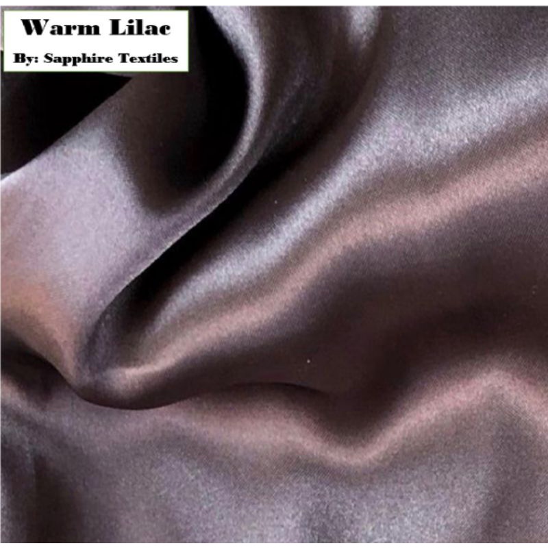 1Meter Kain Satin Silk Kilap Premium Jakarta Maxmara Lux (Jenis Bahan) Satin Bridesmaid Saten Silk Premium Kilap Bahan Satin Silk Charmuse Meteran Grosir Murah dan Bagus-Warm Lilac