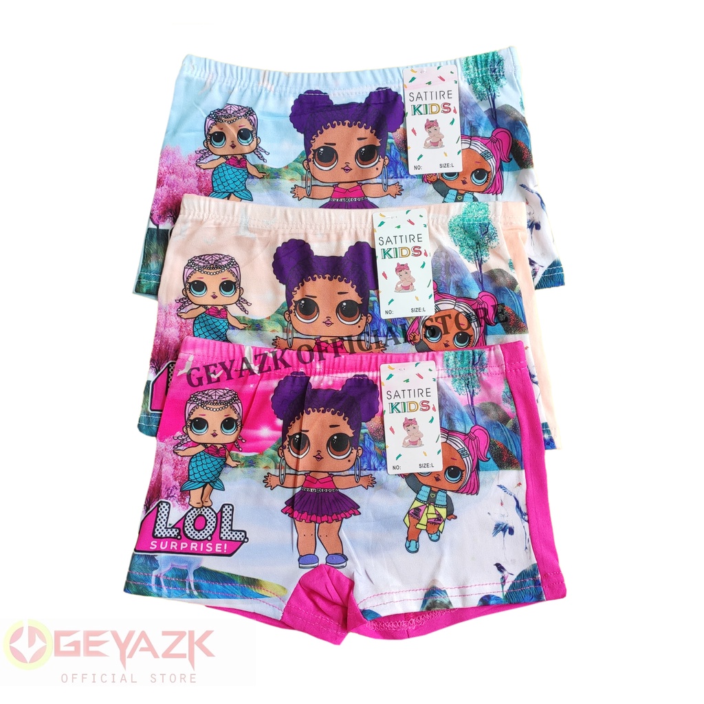 6 Pcs Celana Boxer Anak Perempuan Karakter Gambar Pakaian Dalam