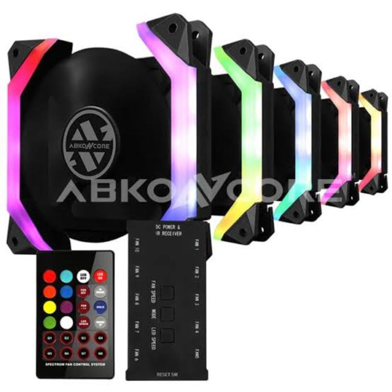 FAN Casing ABKONCORE SPIDER SPECTRUM 5in1 - 5 LED Fan Case 12cm + Remote Controller